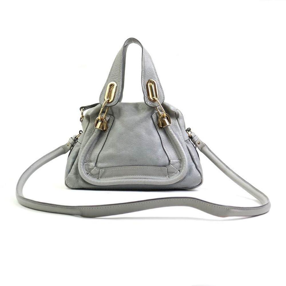 Chloe Paraty handbag shoulder bag gray gold leather